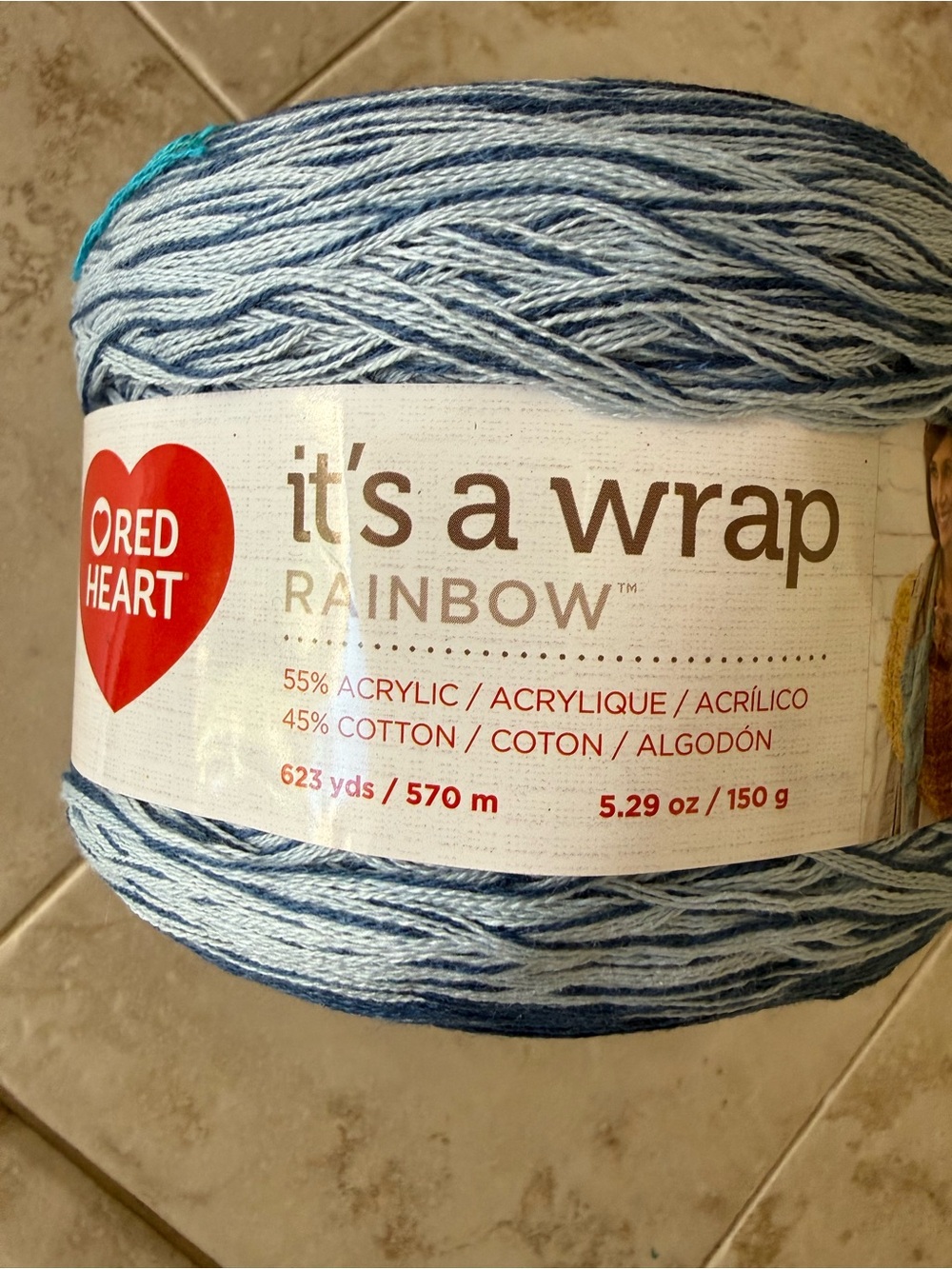 Red Heart It's a Wrap Rainbow Yarn - Blue Variegated - Nautical